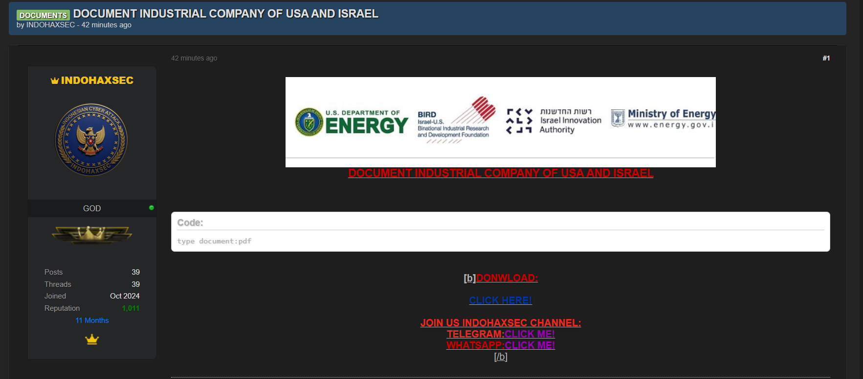 美国和以色列工业公司涉嫌泄露文件-xLab 威胁情报