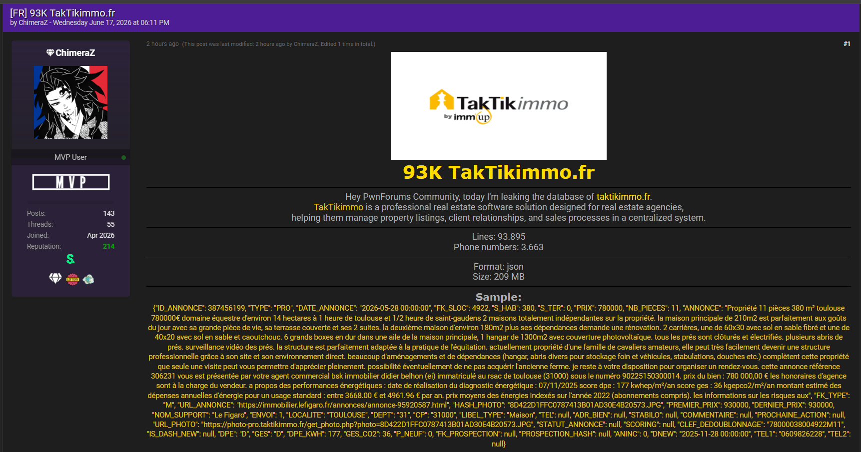 Alleged data breach of TakTikimmo-xLab 威胁情报