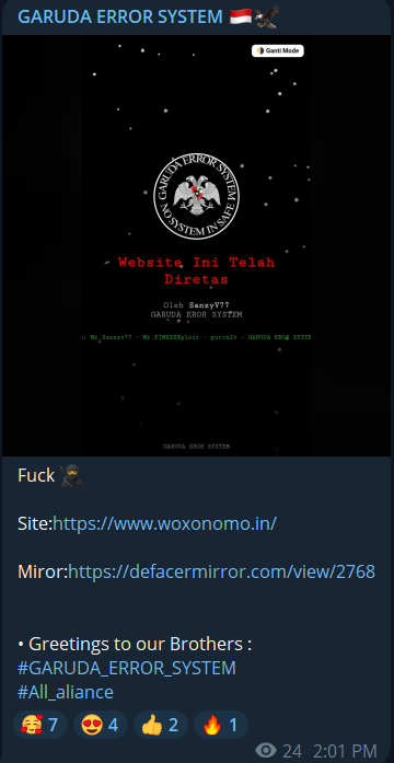 GARUDA ERROR SYSTEM瞄准Woxonomo网站-xLab 威胁情报