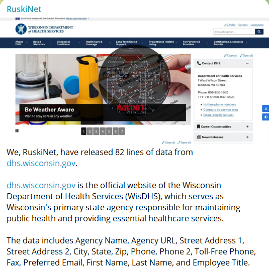 威斯康辛州卫生服务部涉嫌数据泄露-xLab 威胁情报