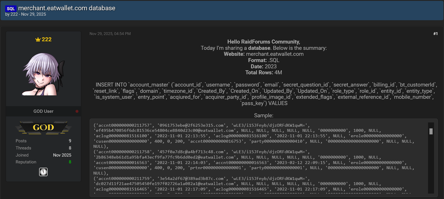 Eatwallet涉嫌数据外泄-xLab 威胁情报
