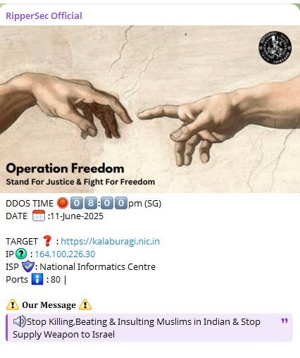 RipperSec瞄准Kalaburagi区网站-xLab 威胁情报