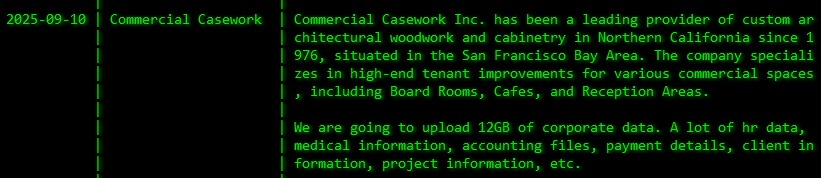 Commercial Casework Inc成为akira勒索软件的受害者-xLab 威胁情报