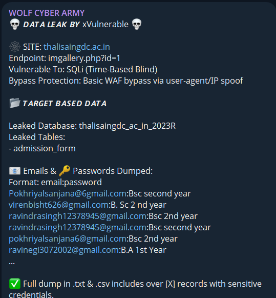 Thalisain政府Post研究生院涉嫌数据泄露-xLab 威胁情报