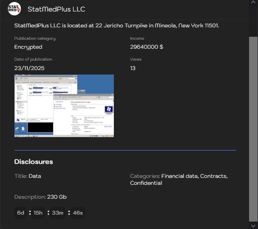 StatMedPlus LLC成为Sinobi勒索软件的受害者-xLab 威胁情报