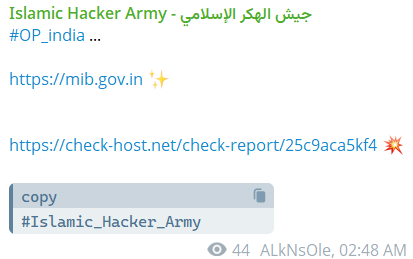 Islamic Hacker Army针对印度信息和广播部网站-xLab 威胁情报