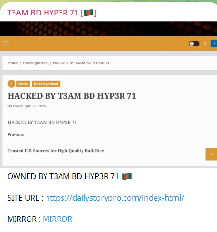 T3AM BD HYP3R 71针对每日故事Pro的网站-xLab 威胁情报