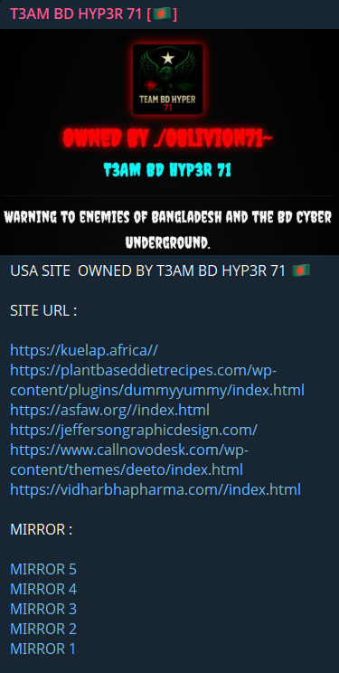 T3AM BD HYP3R 71针对Vidharbha Pharma LLP网站-xLab 威胁情报