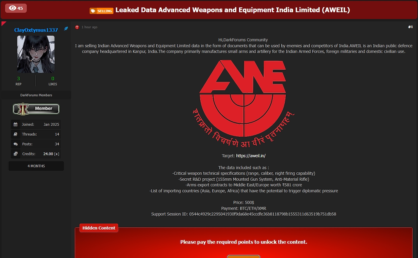 印度先进武器装备有限公司涉嫌数据外泄-xLab 威胁情报