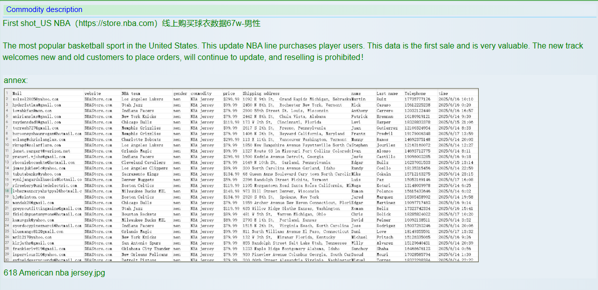 NBA商店涉嫌数据库销售-xLab 威胁情报