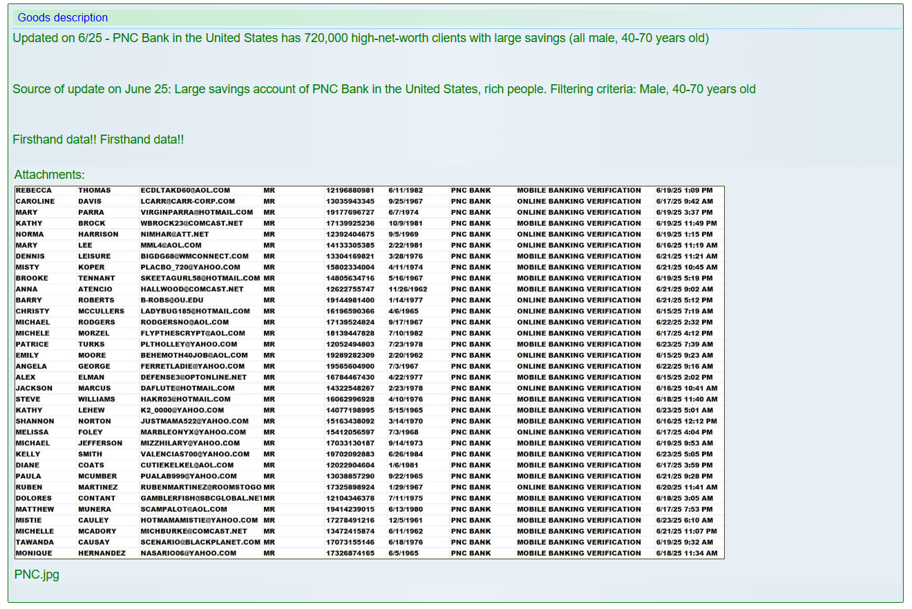 据称PNC的数据外泄-xLab 威胁情报