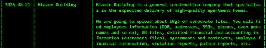 Blazer大楼成为Akira勒索软件的受害者-xLab 威胁情报