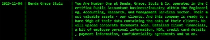 Benda、Grace、Stulz&Company P.C.成为Akira勒索软件的受害者-xLab 威胁情报