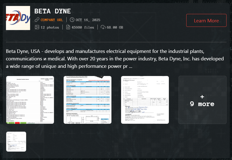 Beta Dyne Inc.成为Qilin Ramsomware的受害者-xLab 威胁情报