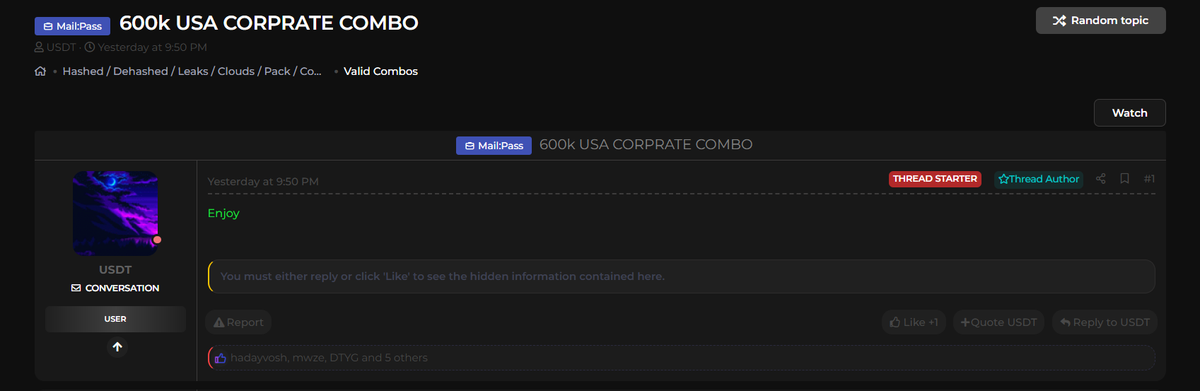 据称从美国泄露公司组合名单-xLab 威胁情报