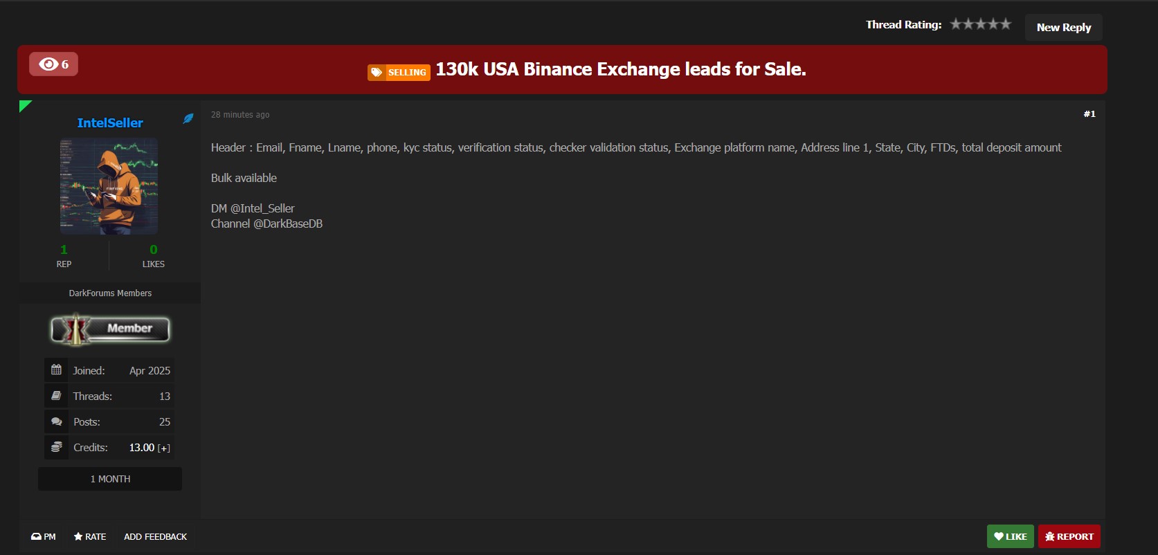 涉嫌从美国出售币安线索-xLab 威胁情报