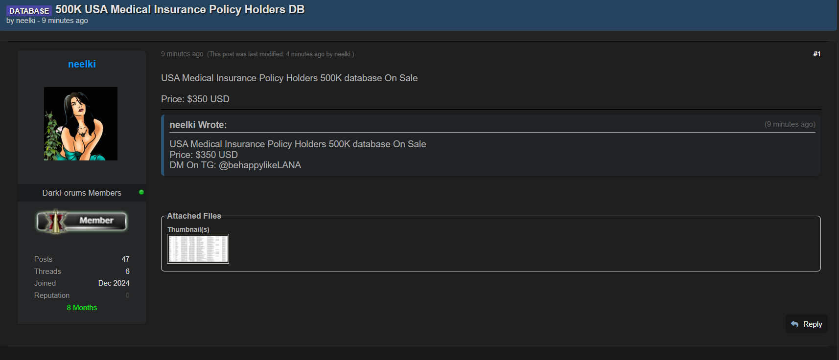 涉嫌出售来自美国的医疗insurance保单持有人数据-xLab 威胁情报