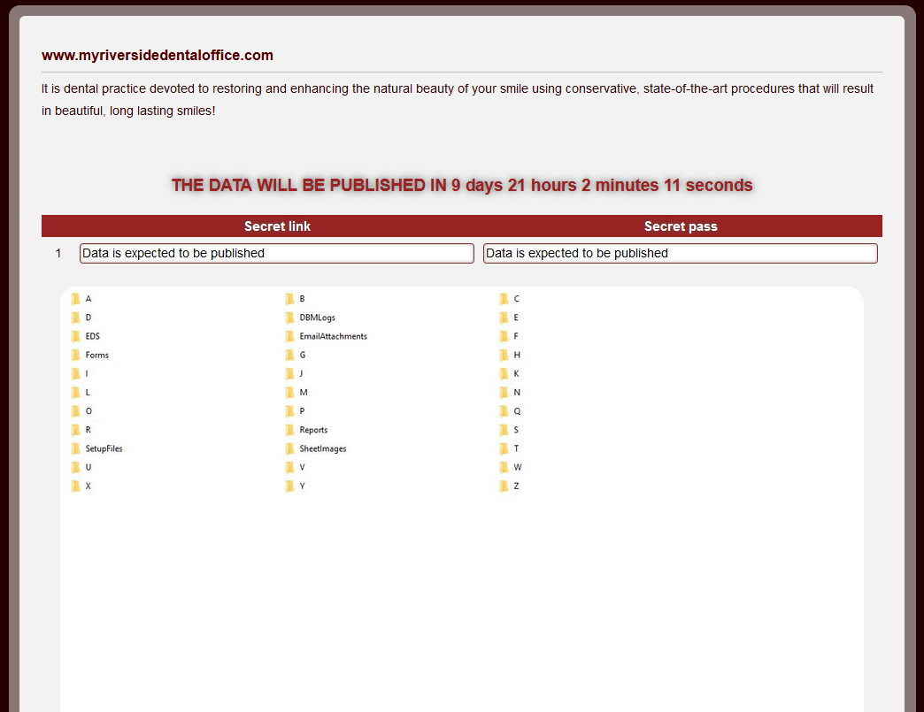 Riverside Dental成为Mydata/Alphalocker勒索软件的受害者-xLab 威胁情报