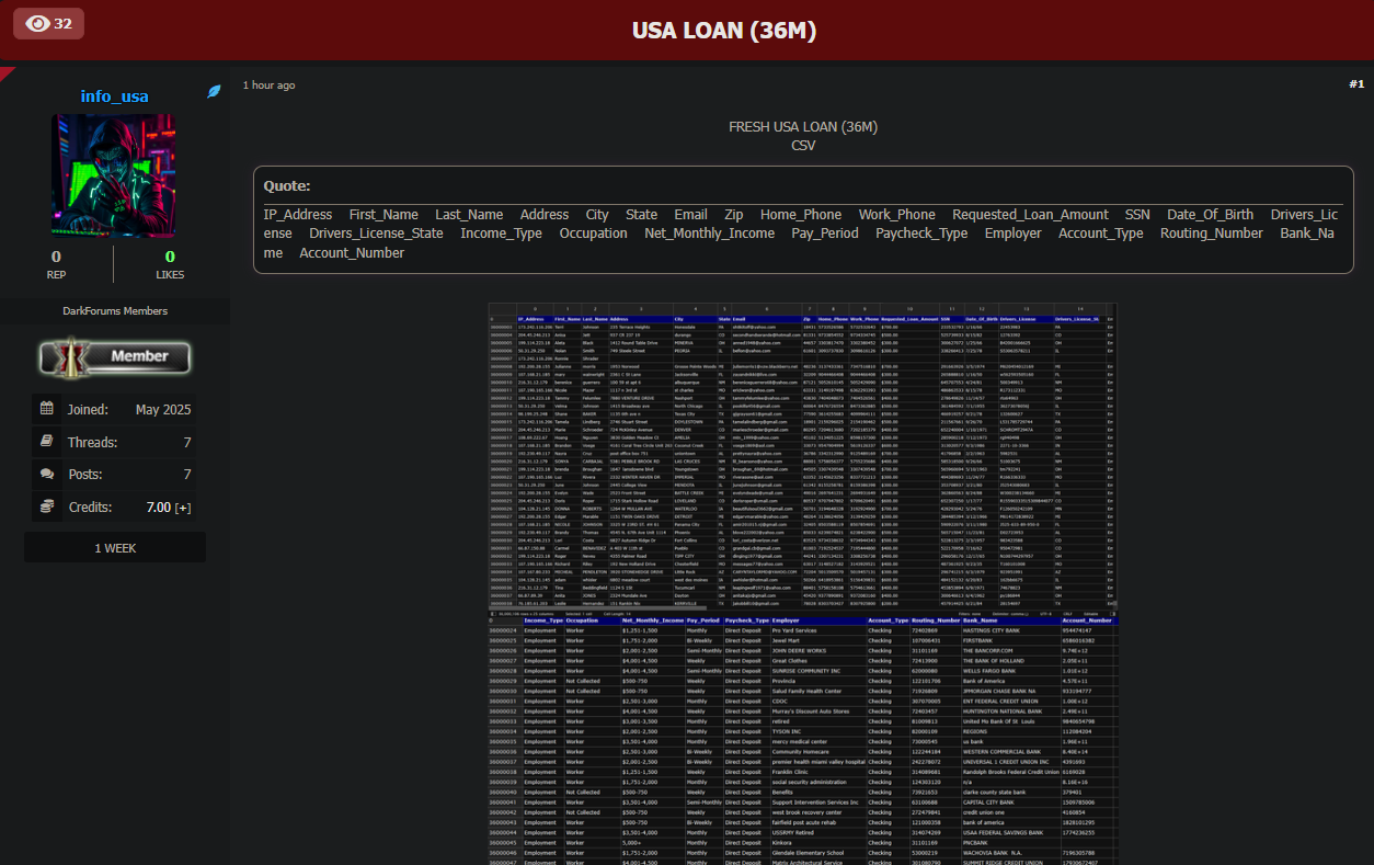 美国贷款数据库涉嫌泄露-xLab 威胁情报