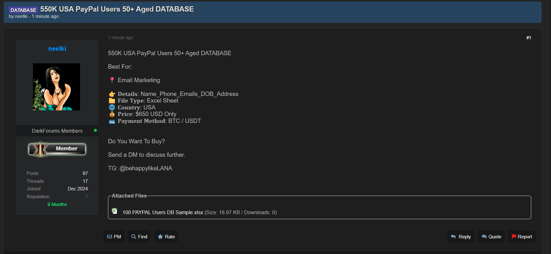 PayPal用户数据库涉嫌数据泄露-xLab 威胁情报