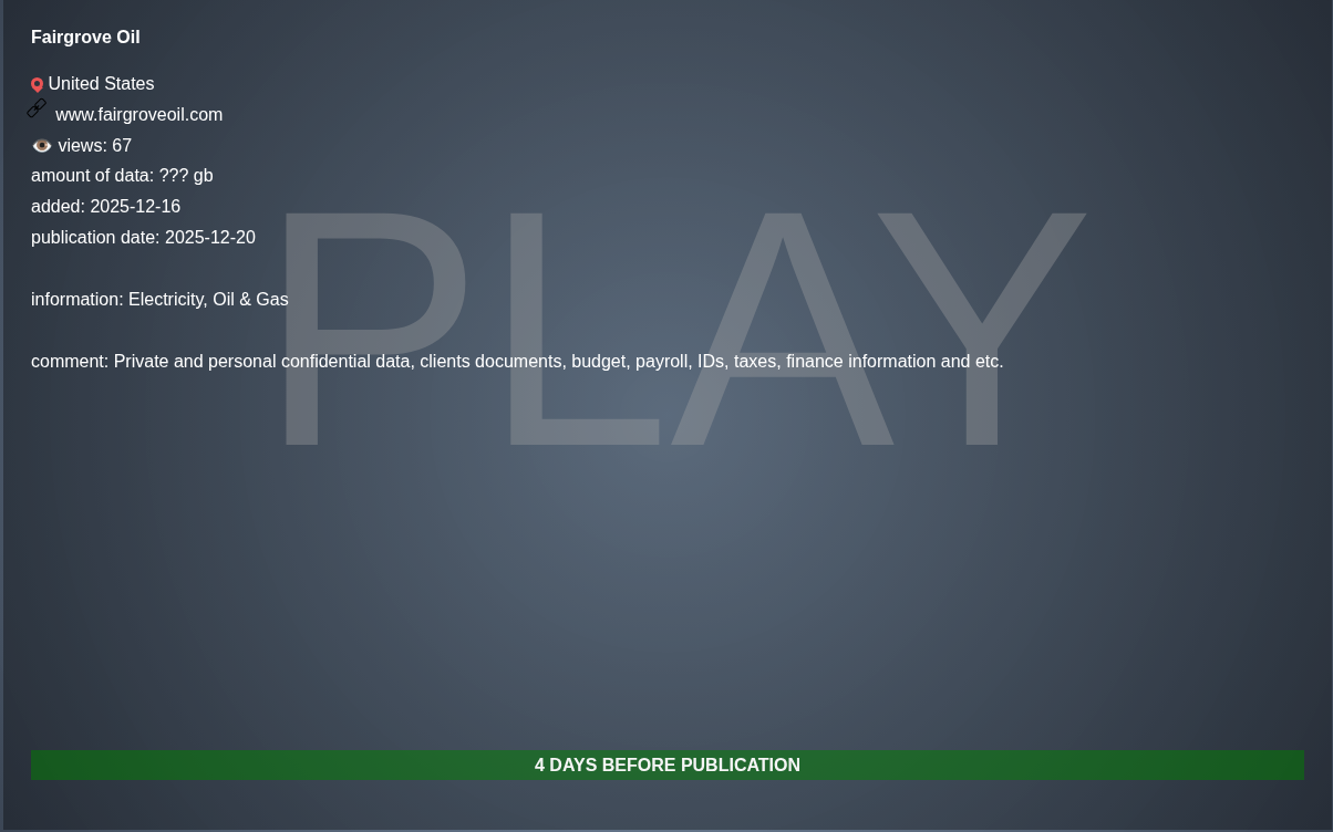 Fairgrove Oil&Propane victim落入PLAY勒索软件手中-xLab 威胁情报