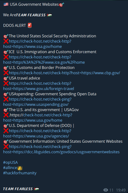 无畏小组的目标是美国移民和海关执法局的网站。-xLab 威胁情报