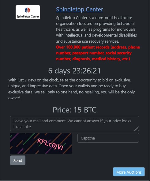 Spindletop Center成为RHYSIDA勒索软件的受害者-xLab 威胁情报