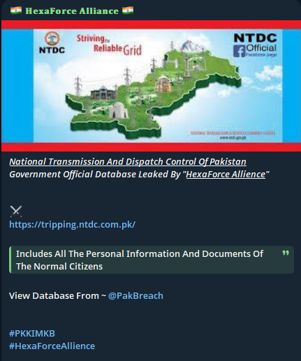 巴基斯坦国家输电调度公司涉嫌数据库泄露-xLab 威胁情报