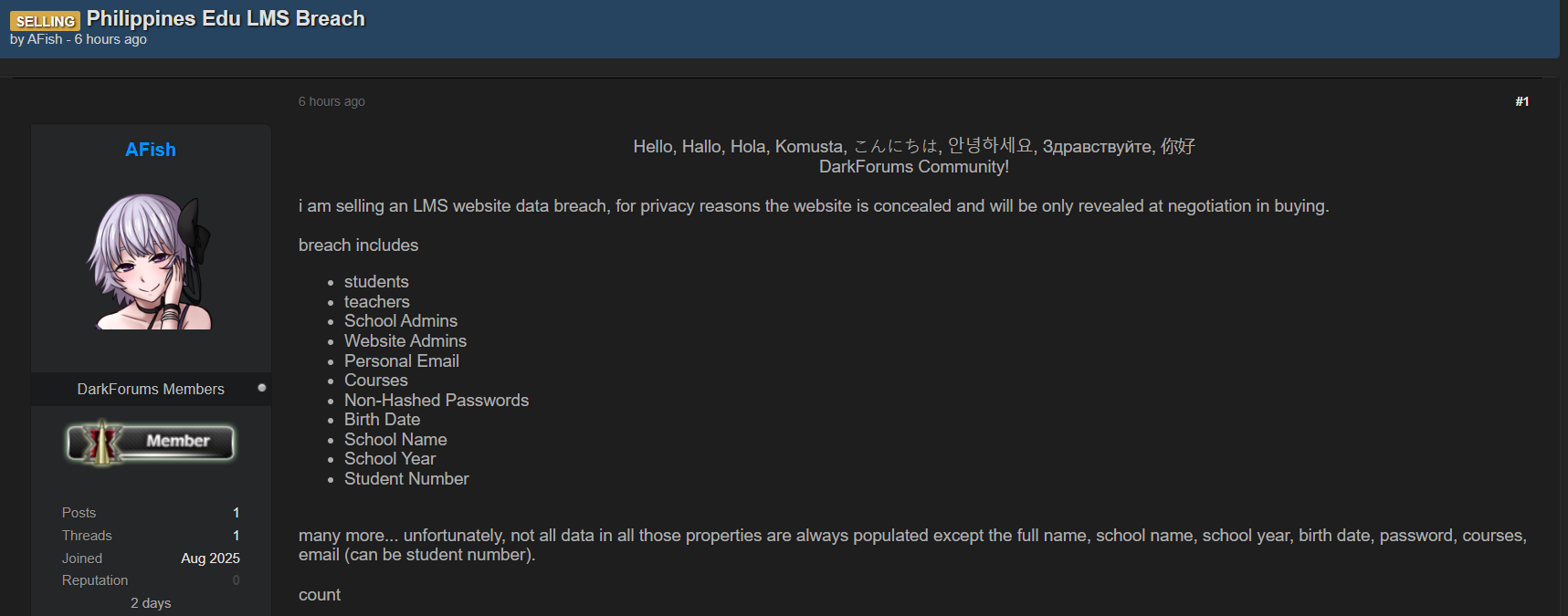 伯大尼细胞教会网络涉嫌数据外泄-xLab 威胁情报