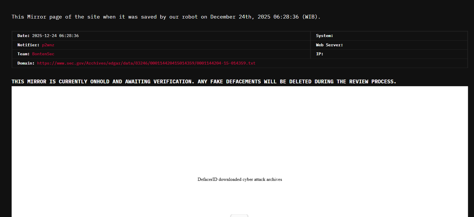 BontenSec瞄准美国证券和Exchange委员会网站-xLab 威胁情报