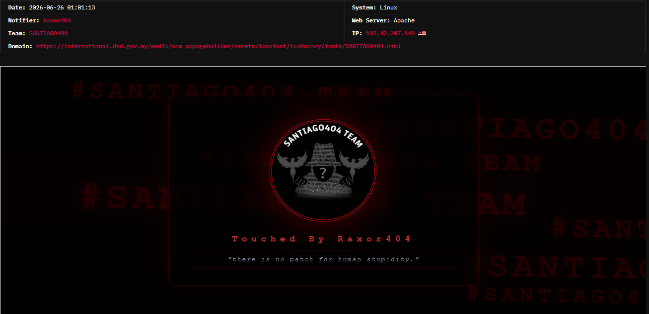 Raxor404 targets the website of DSD- International Program-xLab 威胁情报