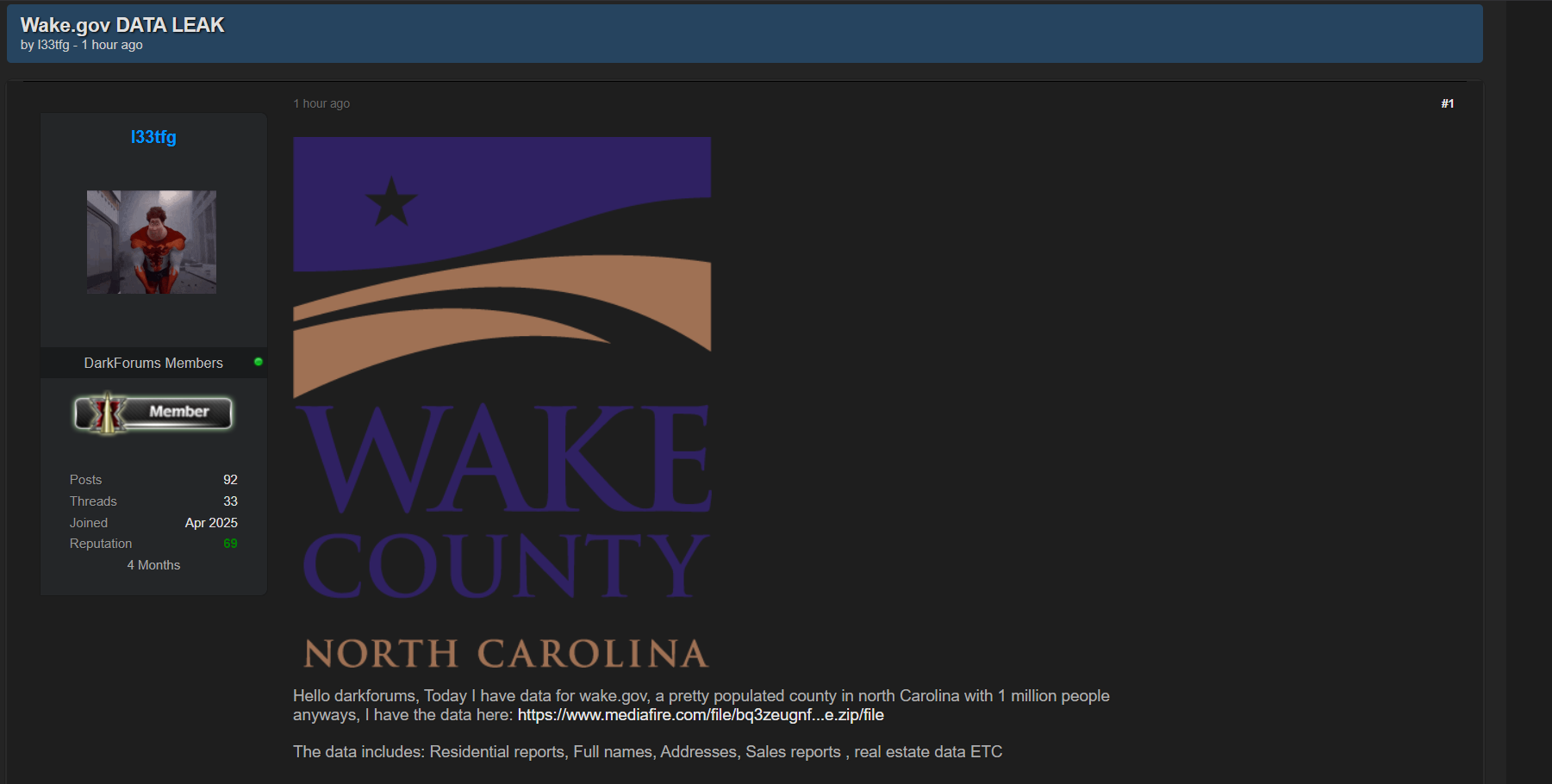 Wake县涉嫌数据外泄-xLab 威胁情报