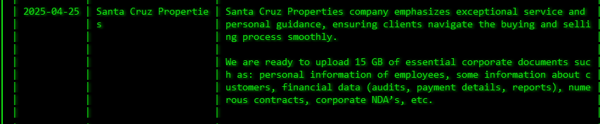 Santa Cruz Properties，Ltd.成为Akira勒索软件的受害者-xLab 威胁情报