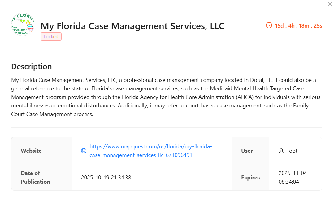 My Florida Case Management Services,LLC成为RADAR集团勒索软件的受害者-xLab 威胁情报