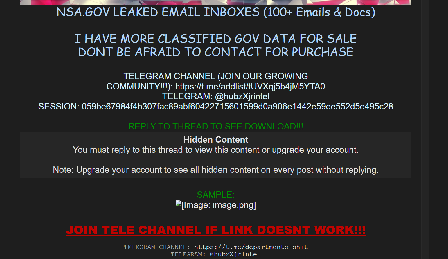 涉嫌出售国家安全局泄露的电子邮件收件箱-xLab 威胁情报