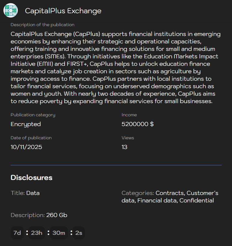 CapitalPlus Exchange(CapPlus)成为Sinobi勒索软件的受害者-xLab 威胁情报