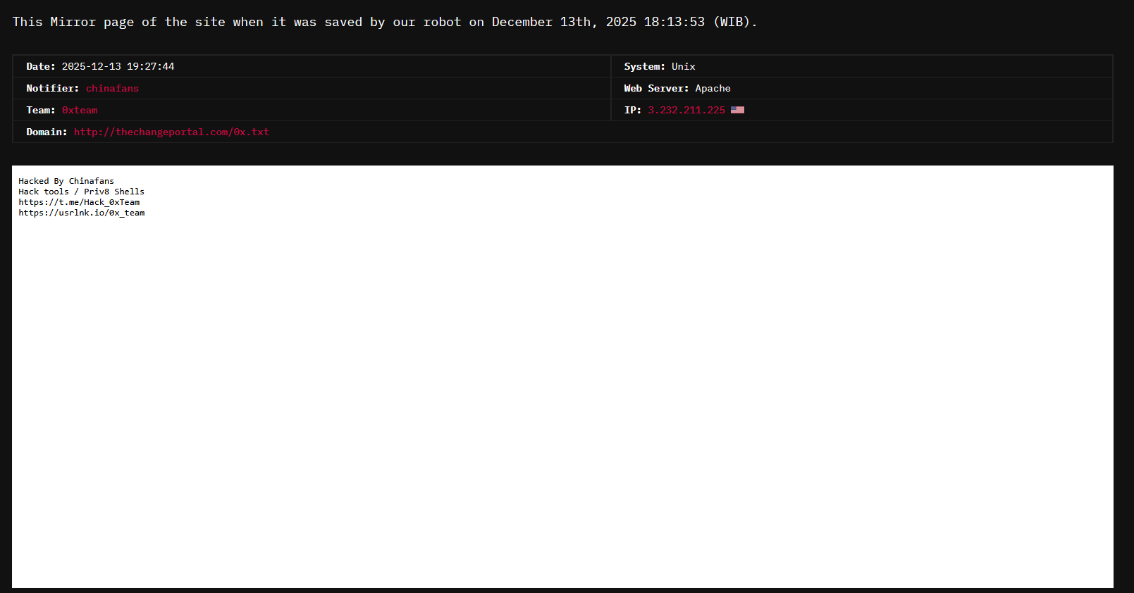0xteam的目标是变更门户的网站-xLab 威胁情报