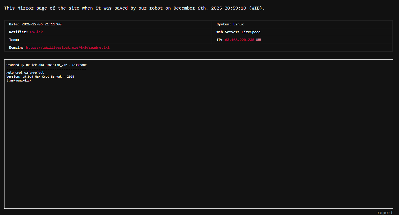 0x6ick针对AgriLivestock网站-xLab 威胁情报