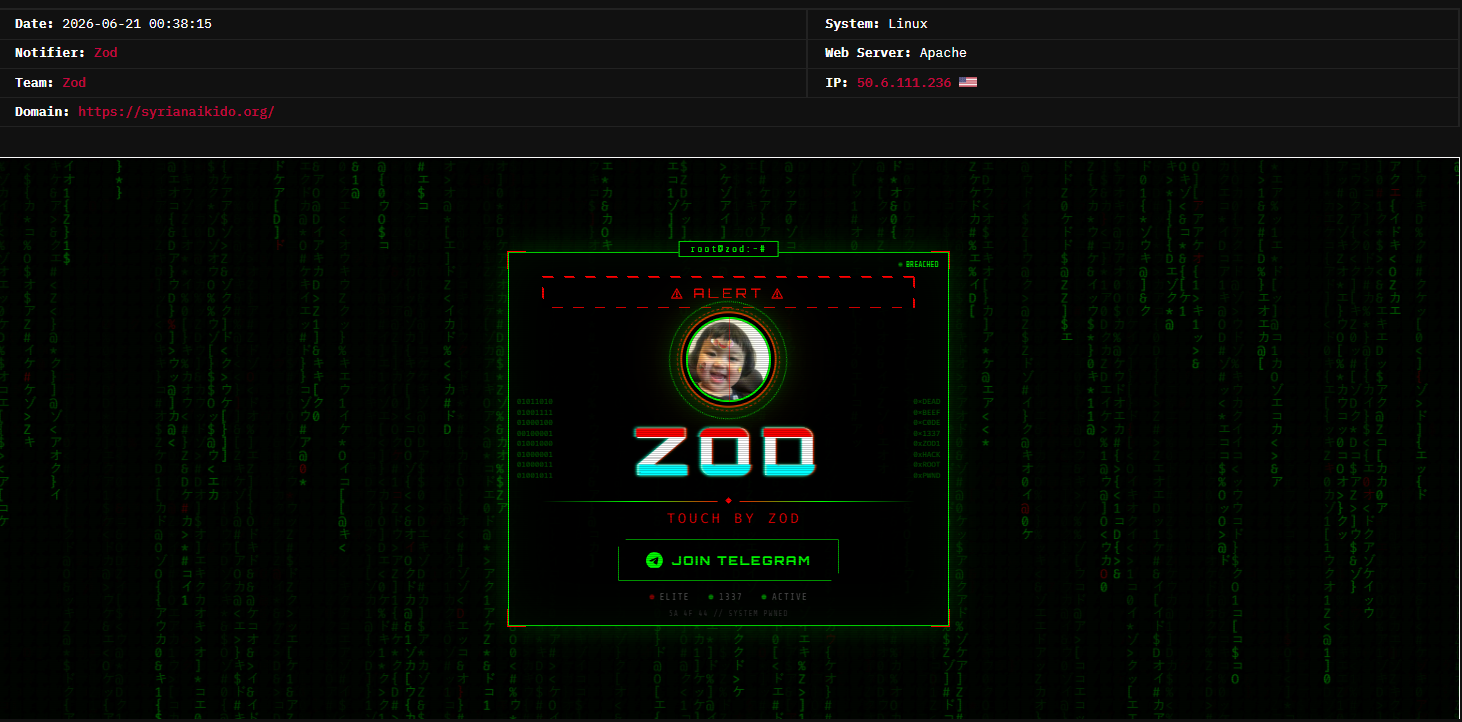 Zod targets the website of Syrian Aikido Organization-xLab 威胁情报