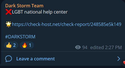 Dark Storm Team瞄准LGBT国家帮助中心网站-xLab 威胁情报