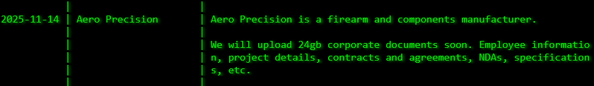Aero Precision,LLC成为Akira勒索软件的受害者-xLab 威胁情报