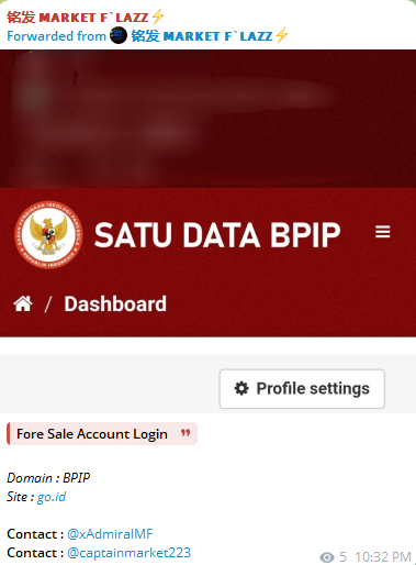 Alleged sale of account login to Government of Indonesia-xLab 威胁情报
