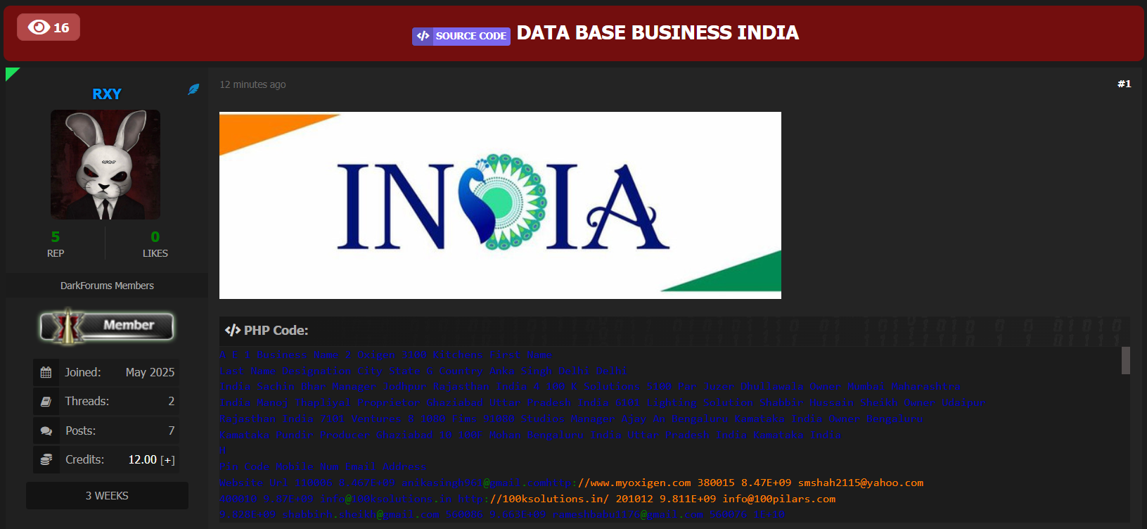 据称从印度泄露商业数据库-xLab 威胁情报
