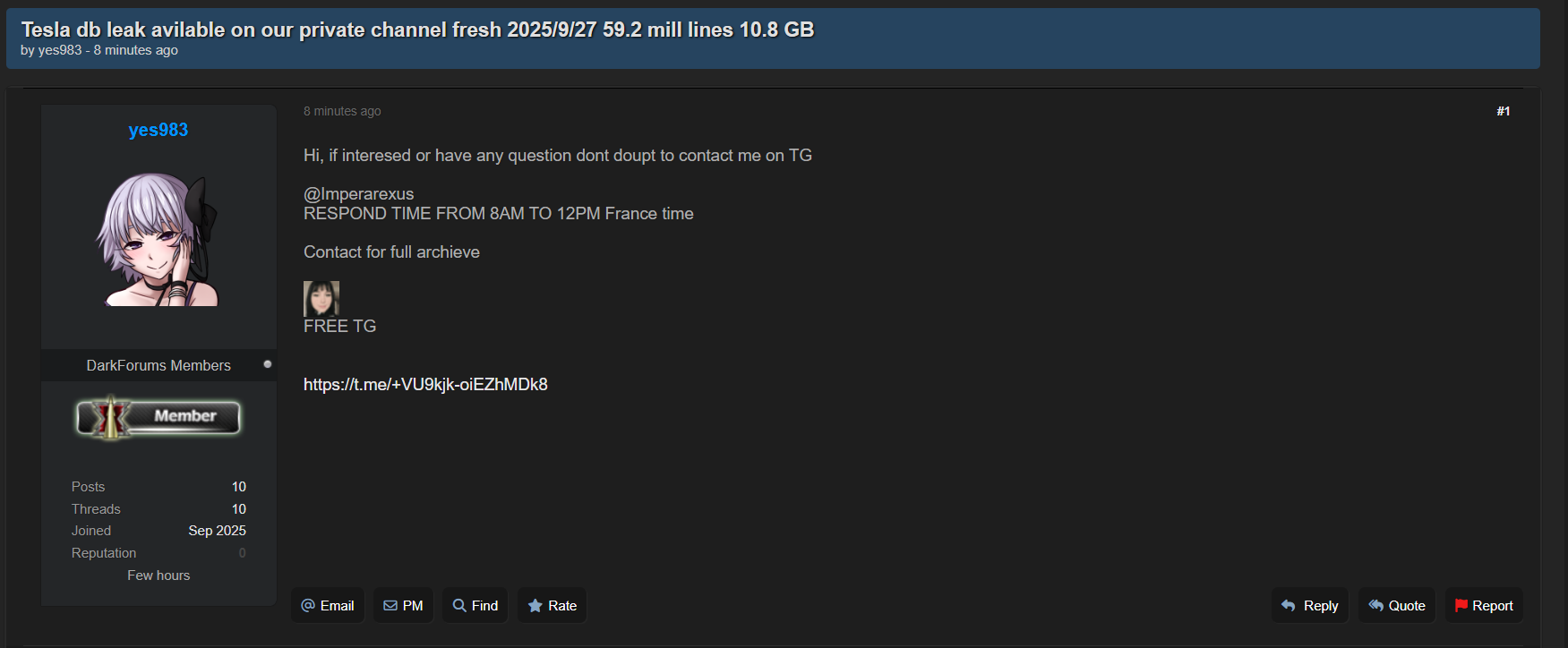 涉嫌数据泄露Tesla-xLab 威胁情报