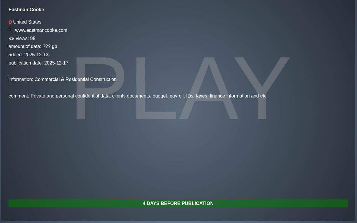 伊士曼库克联合公司成为PLAY勒索软件的受害者-xLab 威胁情报