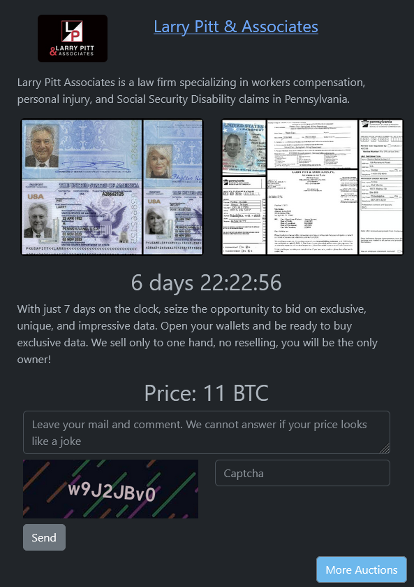 Larry Pitt&Associates将victim归咎于Rhysida勒索软件-xLab 威胁情报