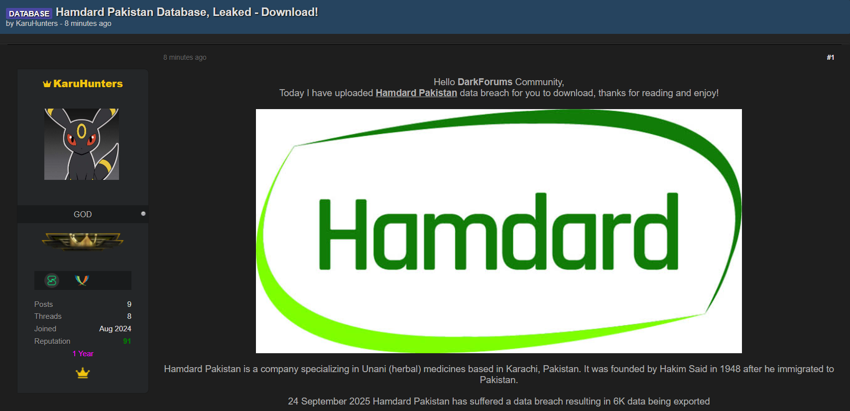 Hamdard Pakistan涉嫌数据外泄-xLab 威胁情报