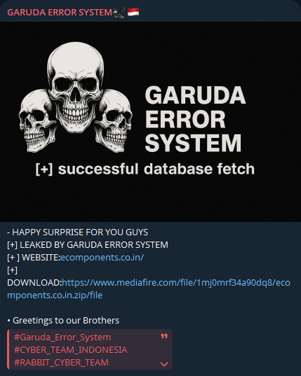 涉嫌数据泄露EComponents-xLab 威胁情报