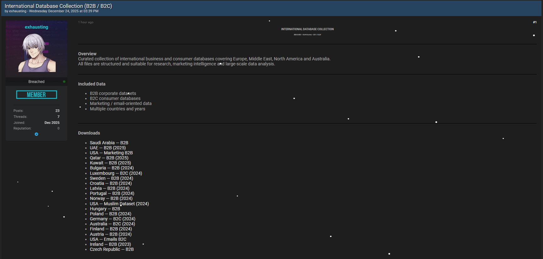涉嫌在多个国家销售国际B2B和B2C数据库-xLab 威胁情报