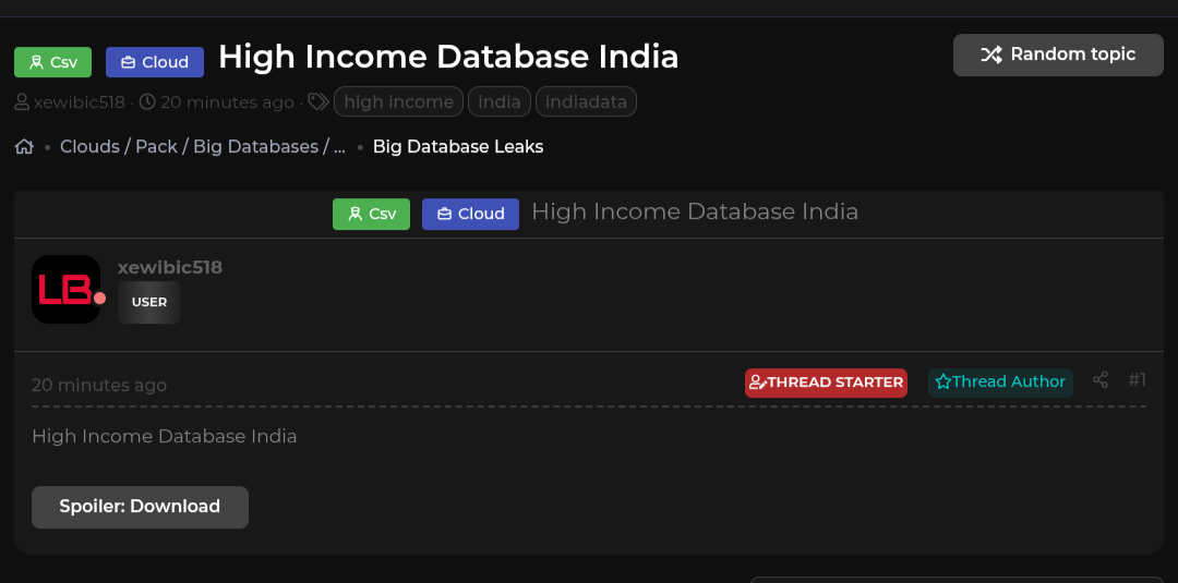 印度涉嫌出售高收入个人数据库-xLab 威胁情报